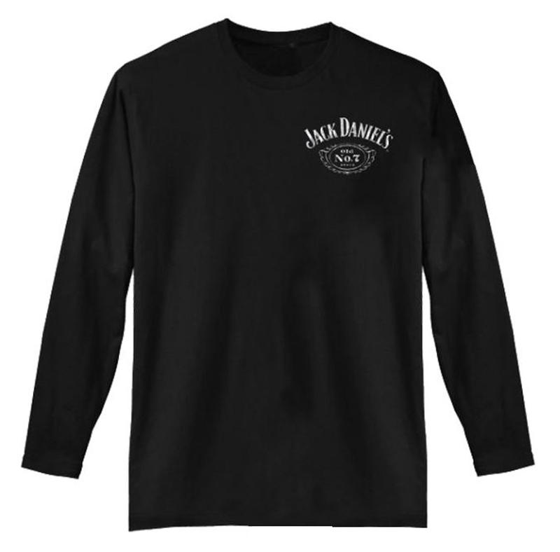 Jack Daniel's Classic Label Graphic Men's Black Long Sleeve Shirt, 2 Sided Unisex Casual Classic Cotton Graphic Shirt Gift