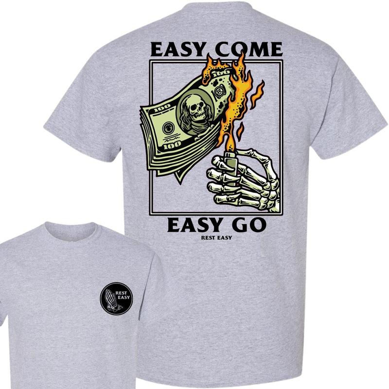 [Deals For You Days] Easy Come Easy Go Shirt, Burning Money Shirt, Casual Men and Women Streetwear, Funny Halloween 2 Sided, Unique Street Style Shirt