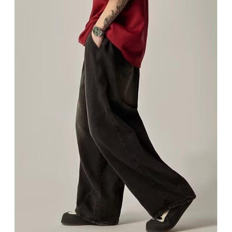 Elastic Waist Oversize New Jeans Male and Female Large Size Loose Street Wide Leg Draping Pants