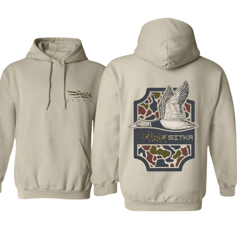 Sitka Waterfowl Hoodie - Camo Duck Design for Men’s Western Wear and Hunting Adventures