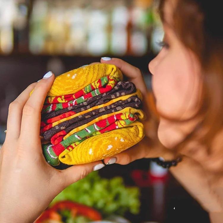 3-Pack Unisex Novelty Burger Socks – Fun Gift for Parties, Holidays, Birthdays, Halloween, and Christmas Stocking Stuffer