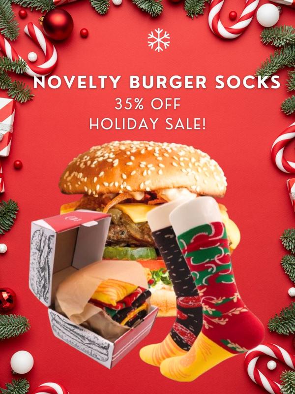 3-Pack Unisex Novelty Burger Socks – Fun Gift for Parties, Holidays, Birthdays, Halloween, and Christmas Stocking Stuffer