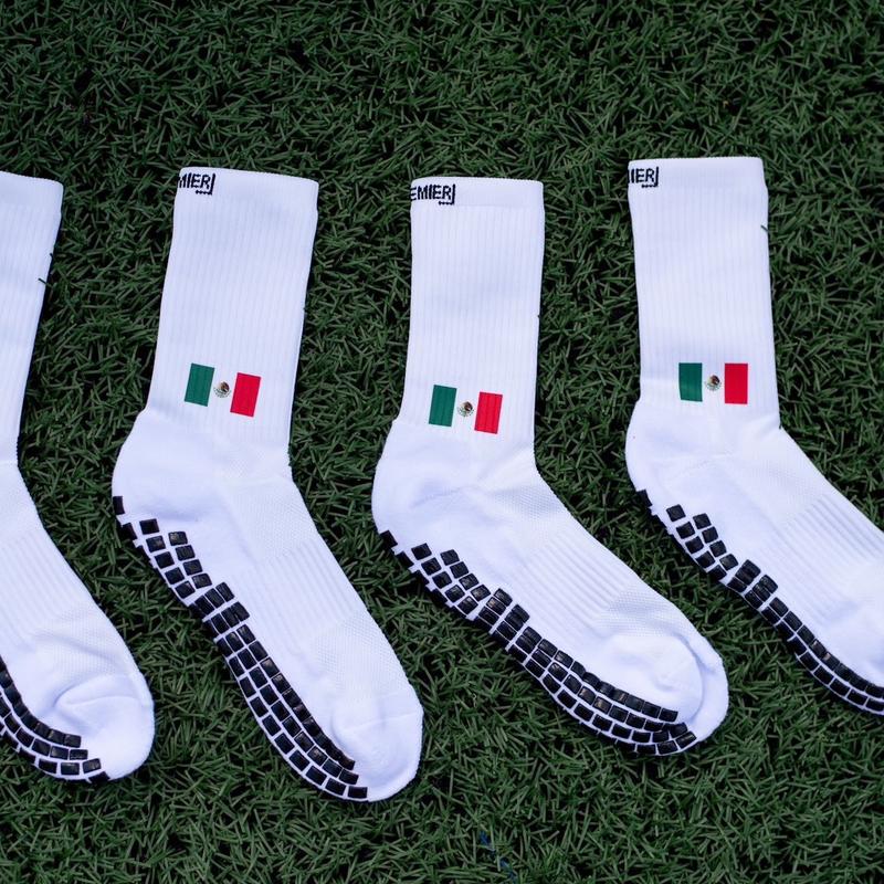 Premier Edge Mexican Flag White Grip Socks