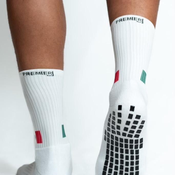 Premier Edge Mexican Flag White Grip Socks