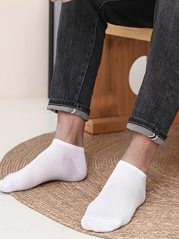 Men's 30 Pairs Solid Color Ankle Socks, 30 Pair Set Comfy Breathable Cozy Skin Friendly Knit Socks for Men, Men's Socks & Hosiery for Daily Wear All Seasons