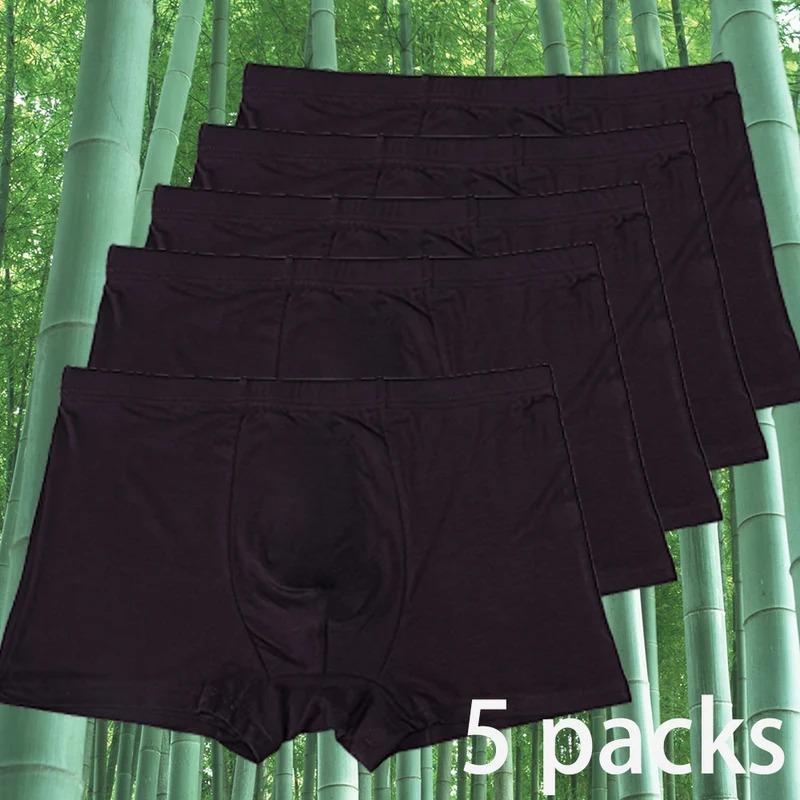 5 Packs Bamboo Boxers Man XL XXL XXXL XXXXL 5XL 6XL Plus Size Underwear Men Flat Feet Gym Shorts Panties Black Underpants Gifts Menswear Socks