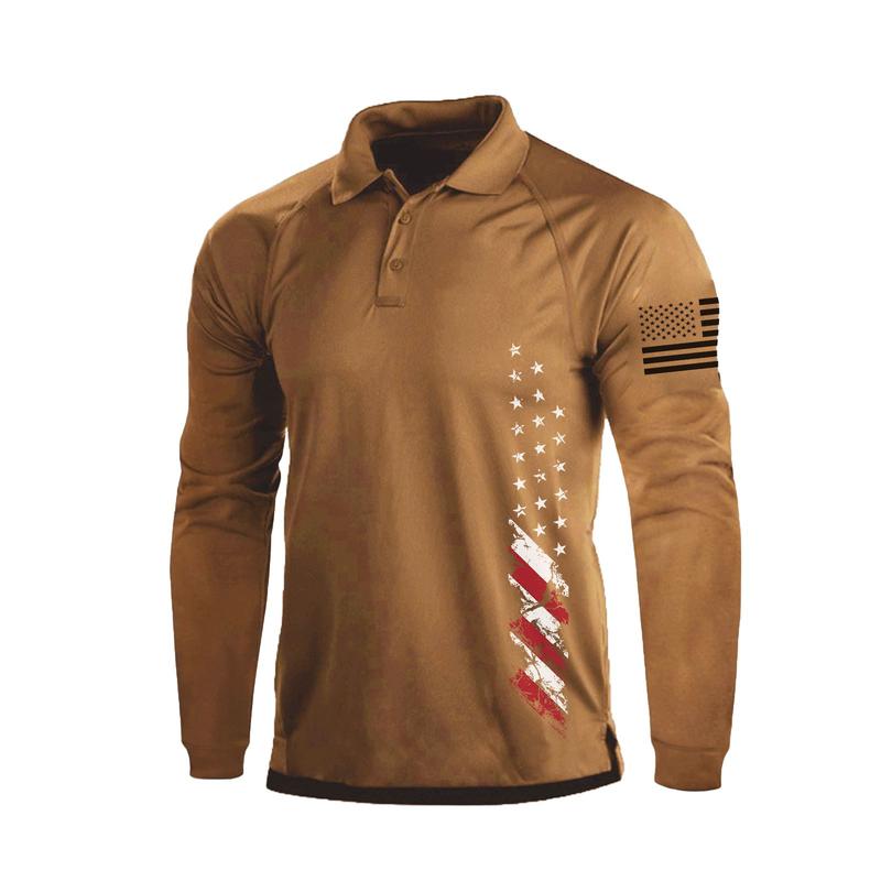 Men's Patriotic Polo Shirt Short Sleeve Patriotic Casual American Flag Graphic Golf Polo Shirts golf shirt raglan shirt