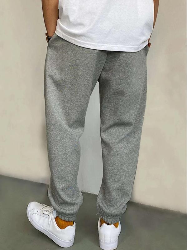 Men's Floral Print Drawstring Sweatpants, Regular Fit Casual Pocket Thickened Sweatpants, Pants for Men, Men's Spring & Fall Trousers