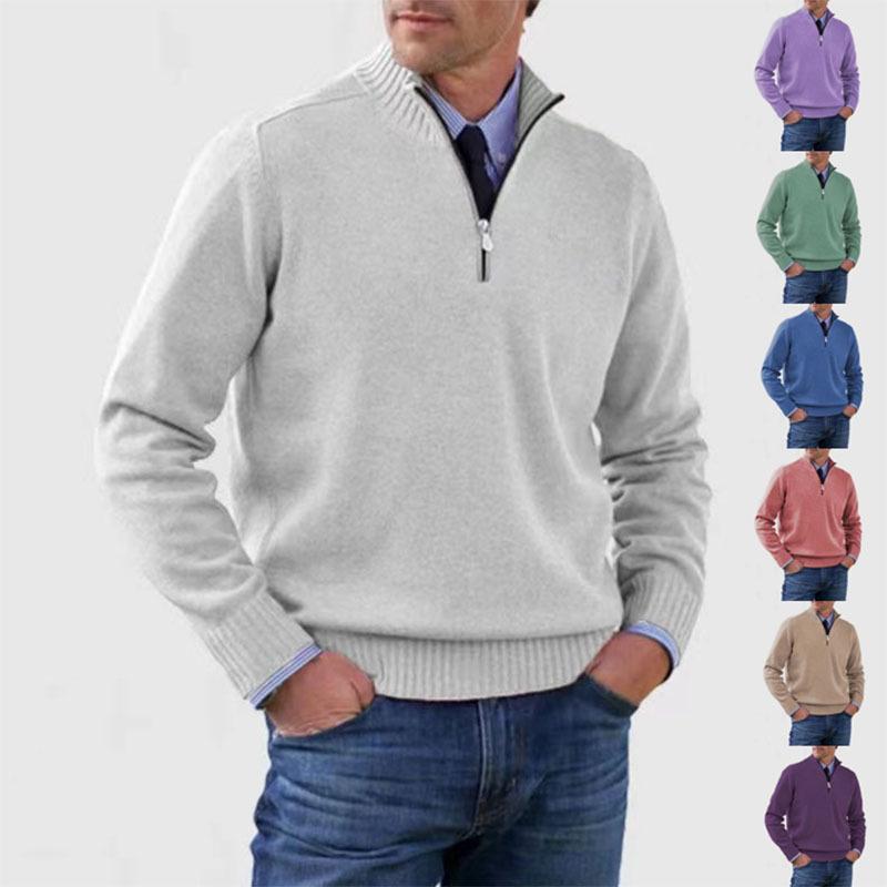 For Autumn and Winter European and American Hot Men's Clothing plus Size Knitwear Zipper Knitted Sweater Thermal Bottoming Shirt Sweater Men's 2024 Christmas