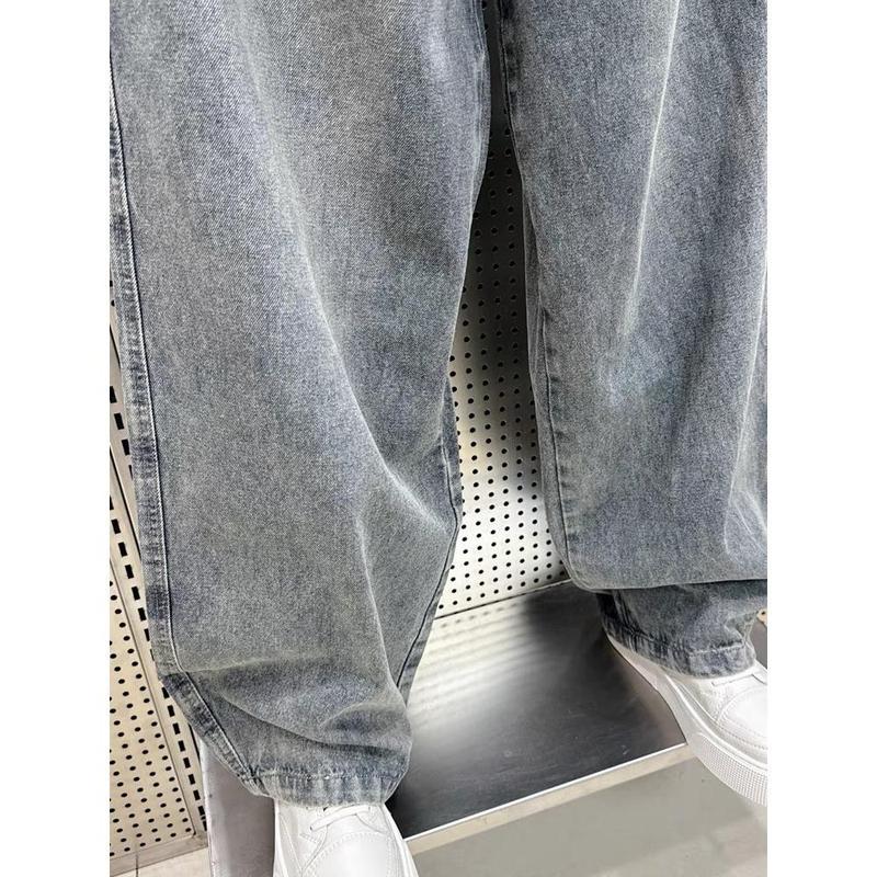 Stylish Men's Wide-Leg Jeans with Drawstring Waistband for All Seasons - Menswear Pants Trouser