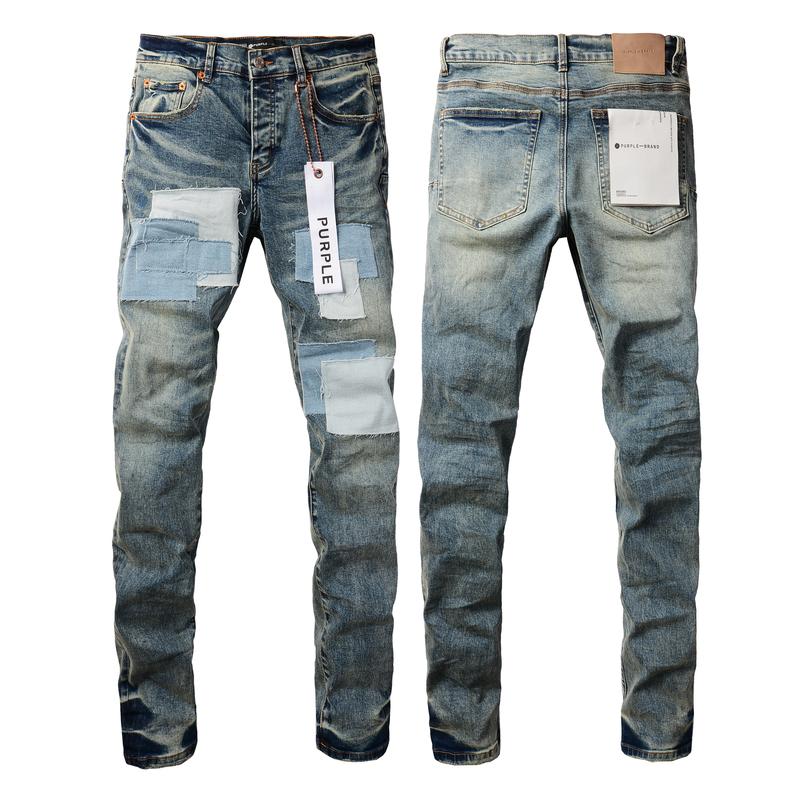 Purple-brand Men's Jeans Slim Fit Stretch Jeans Baggy Ripped Straight Skinny Denim Pants for Men Fashionable Biker Motocycle Holes Pants 2024