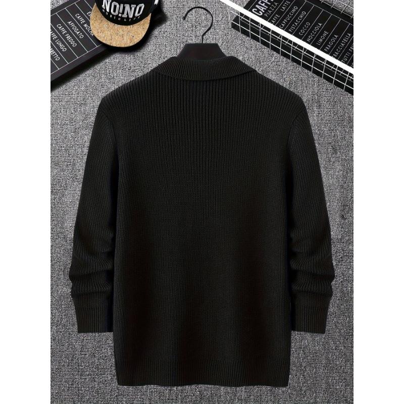 Stylish Autumn Winter Knit Sweater - Pullovers for Men with Lapel Collar, Half Zip, Long Sleeve, Chic and Trendy Design for Daily Outerwear and Casual Wear