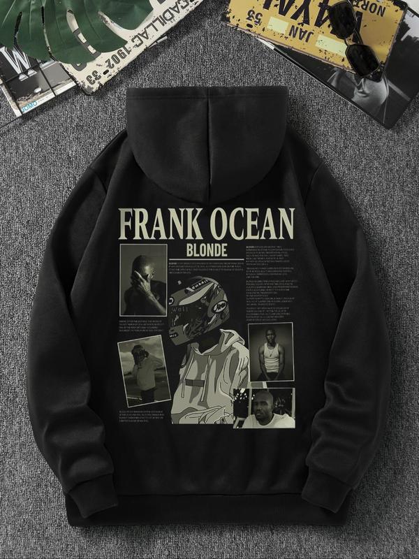 Men's Frank Ocean Letter Print Graphic Hoodie, Regular Fit Casual Long Sleeve Hooded Sweatshirt for Fall & Winter, Men's Clothes for Daily Wear