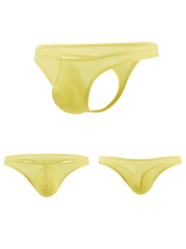 LGBTQ+ Men's 3pcs Solid Color Sexy Thong, Soft Comfortable Breathable Thongs for Daily Wear, Fashion Men's Underwear for All Seasons