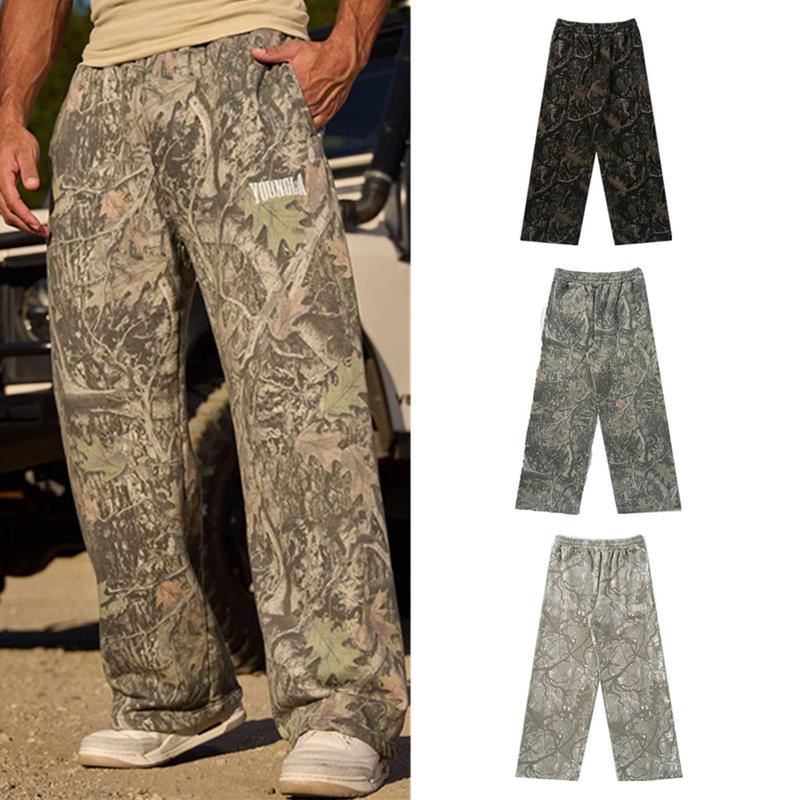 YOUNGLA new elastic straight casual sports fitness pants men's camouflage breathable sports trousers