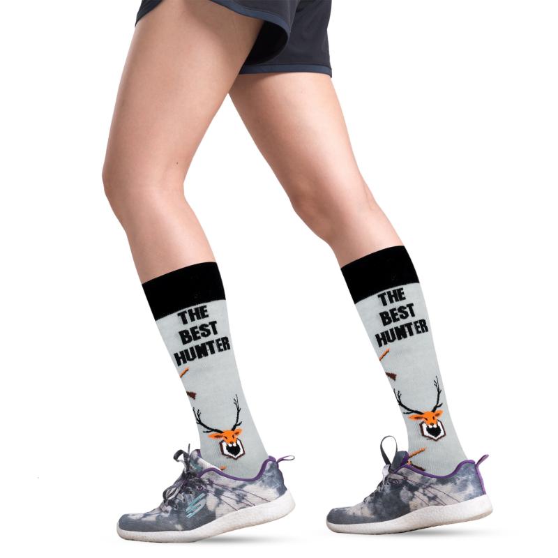 3 Pairs Funny Crazy Novelty Crew Tube Socks, Hunting Gifts for Men Casual Athletic Sport Dress Socks