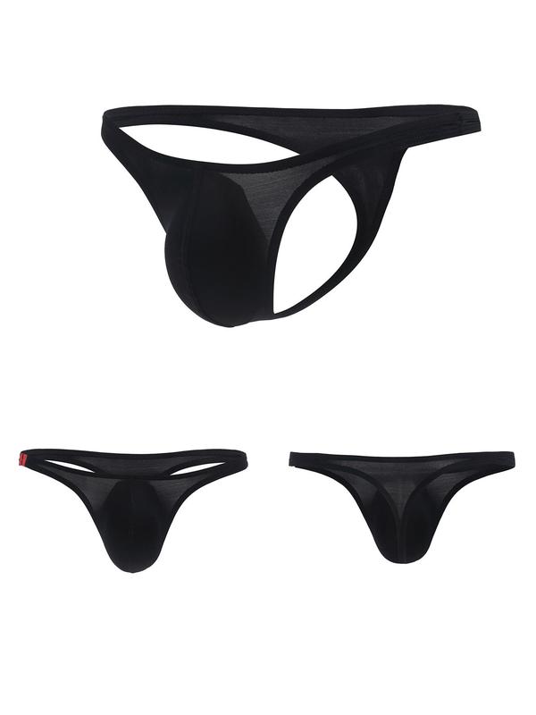 LGBTQ+ Men's 3pcs Solid Color Sexy Thong, Soft Comfortable Breathable Thongs for Daily Wear, Fashion Men's Underwear for All Seasons