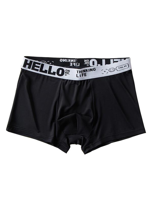 Men's Letter Tape Boxer Brief, Breathable Comfy Underwear for Daily Wear, Casual Men's Underwear for All Seasons