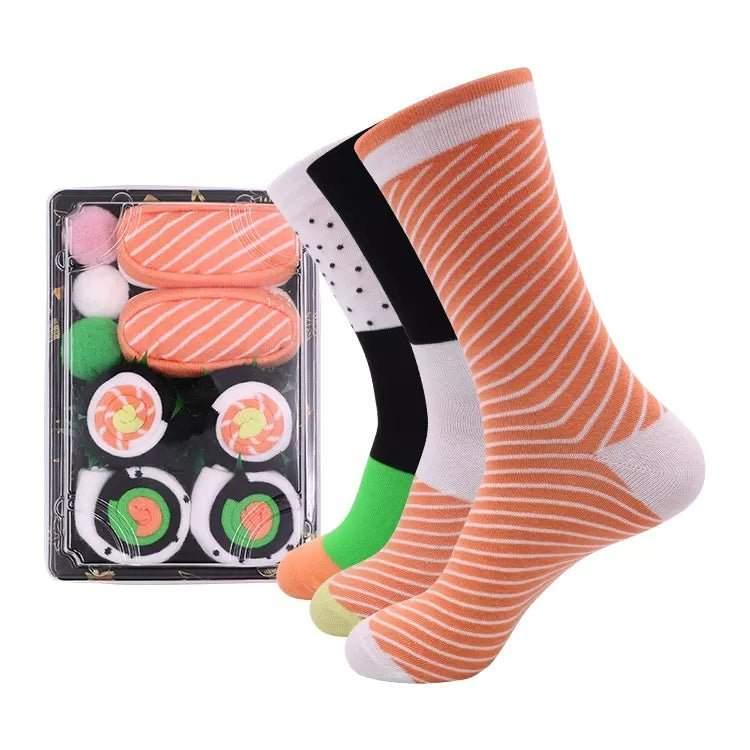 Sushi Socks, 3 Pairs Fun Socks, Unique NoveltyFunny Socks for Men and Women, Sushi Lovers,Birthday, Thanksgiving Christmas Gift ldeaMenswear