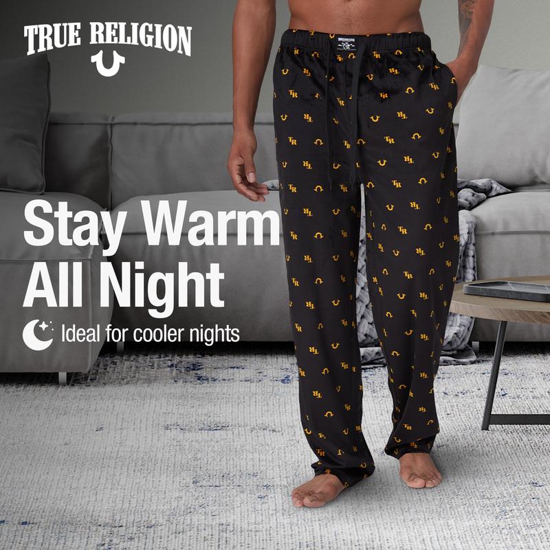 True Religion 2 Pack Fleece Pajama Pants for Men, PJ Pants Men’s Sleepwear