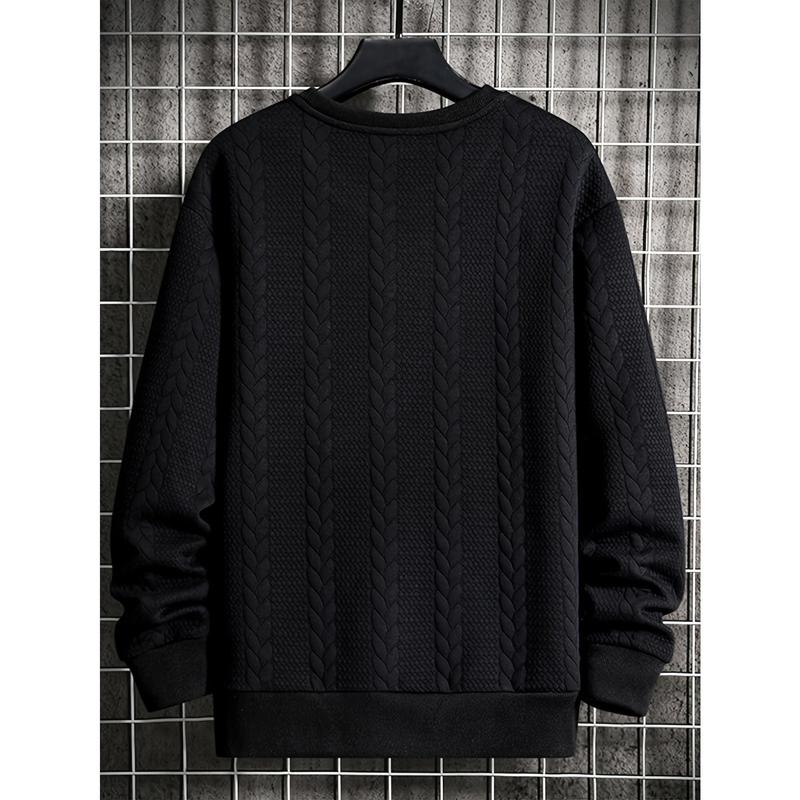 Men's Fashionable Knitted Sweatshirt, Casual round Neck, Polyester, Solid Color, Long Sleeve, Fit Style, Knitted Fabric, All-Match Autumn Winter Coat Knitwear Menswear