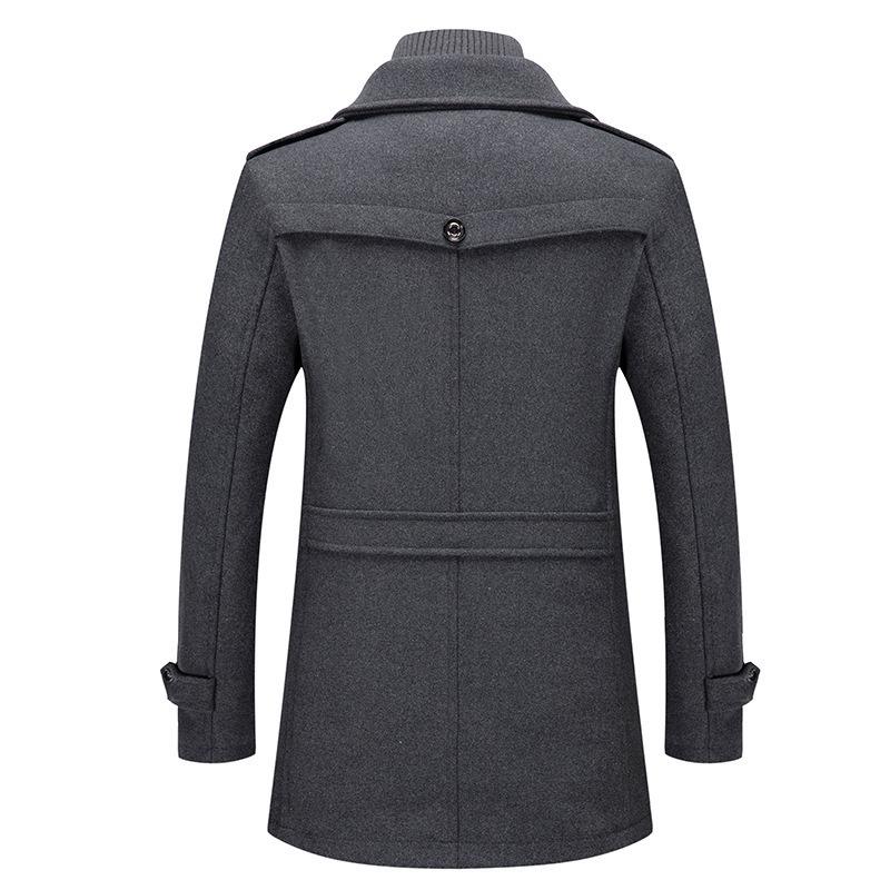 Men's Business Woolen Coat Woolen Coat Fashion Double Collar Woolen Men's Coat Woolen Coat Men's