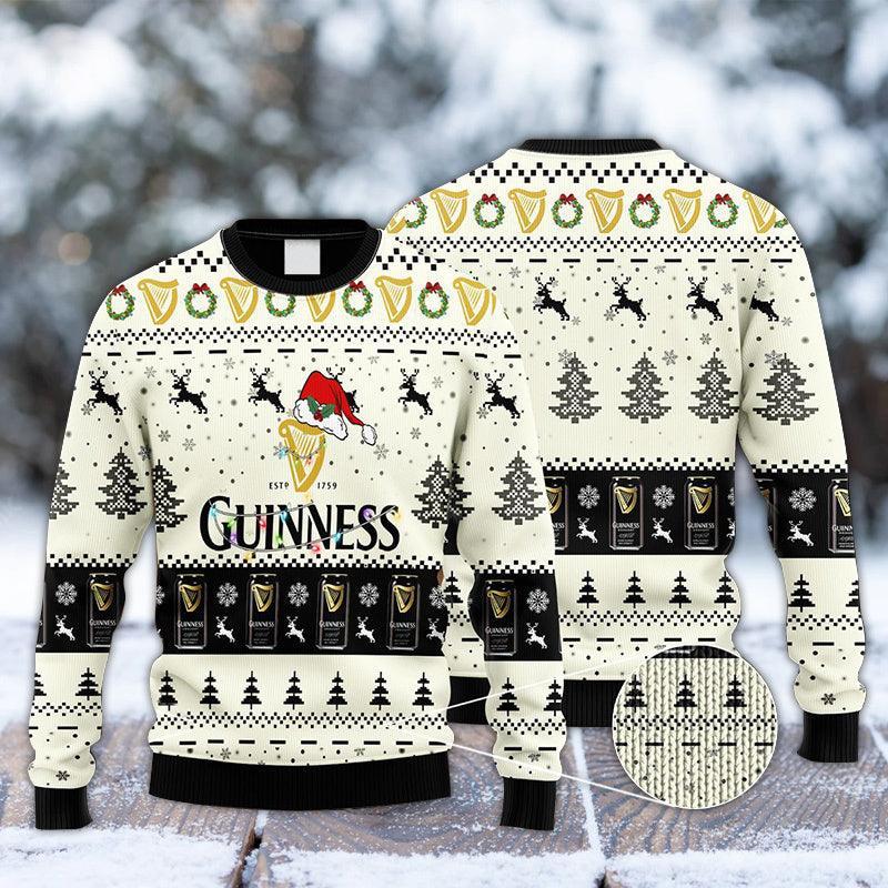 Guinness Reindeer Snowy Night Ugly Sweater, Ugly Sweater, Ugly Christmas Sweater, Christmas Beer Ugly Christmas Sweater, Christmas Ugly Gift for Beer Lover