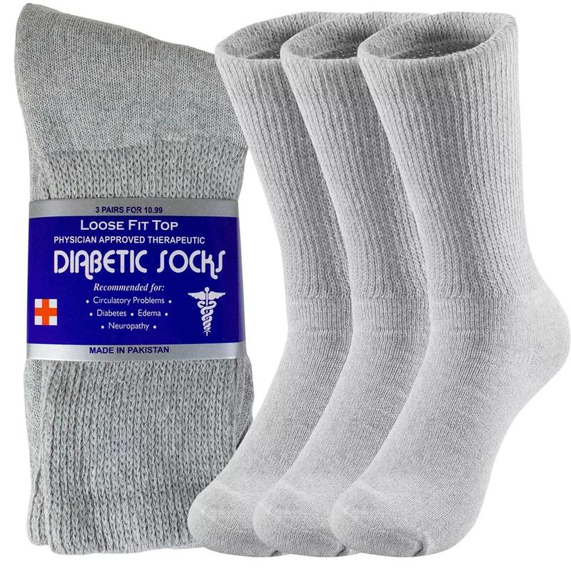 Circulatory Diabetic Cotton Crew Socks 3 Pairs for Men and Women - Womenswear, Comfort