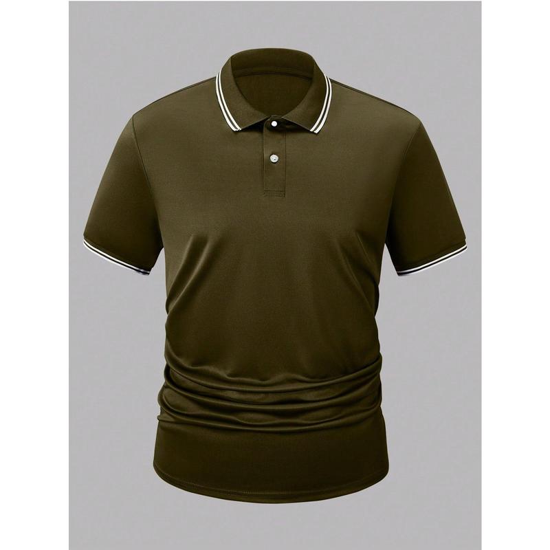 Men's Plus Size Striped Short Sleeve Casual Polo Shirt For Summer And Commuting Menswear Top