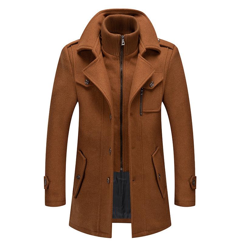 Men's Business Woolen Coat Woolen Coat Fashion Double Collar Woolen Men's Coat Woolen Coat Men's