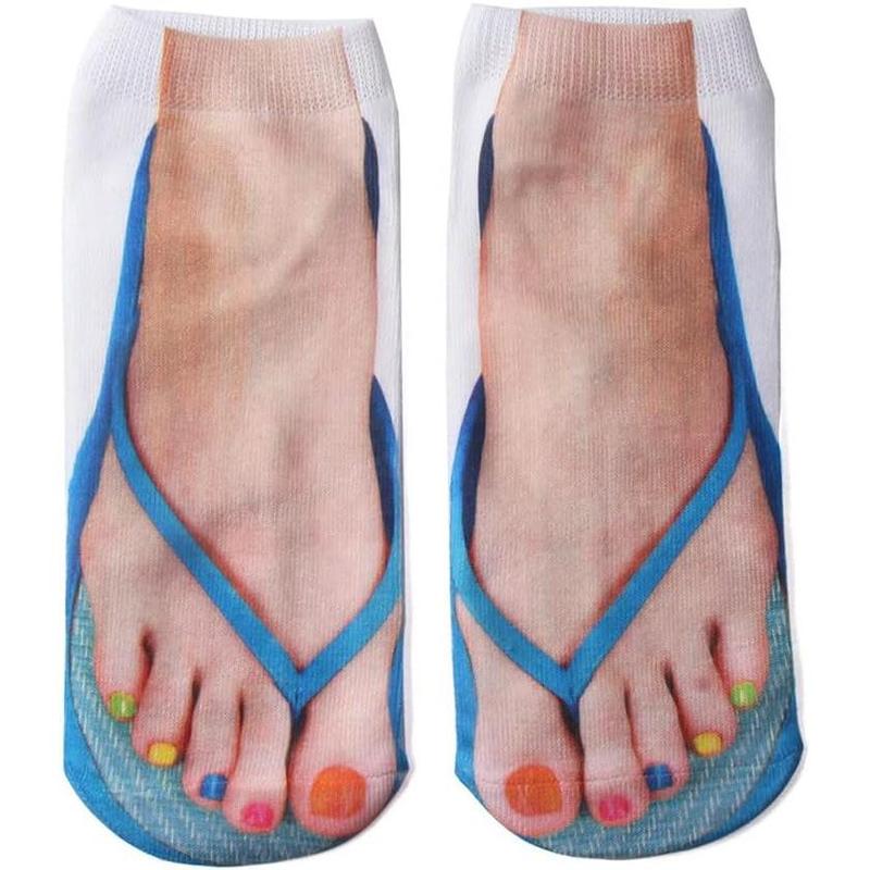 3 Pairs Flip Flop Socks Women Funny Slipper Socks Men Novelty Crazy Socks Gifts 6-10