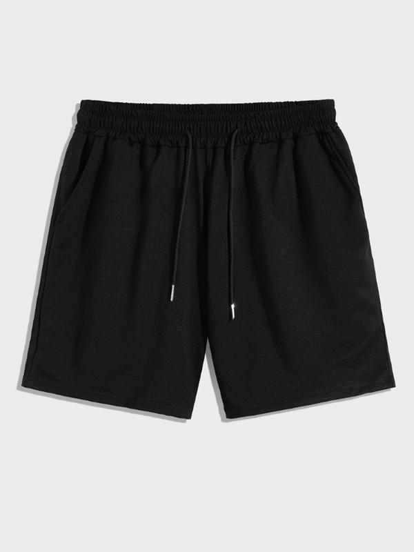 Men's Loose Solid Drawstring Waist Pocket Straight Leg Shorts, Casual Summer Clothes, Comfy Breathable Summer Shorts, Men Streetwear Bottoms for Daily Wear, Going Out Outfits