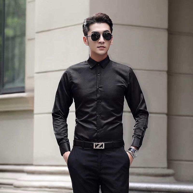 White Shirt Men's Long Sleeve Slim-Fitting Iron-Free Color Professional Business Suit Working Wear White Men's Suit Shirt 2024 Christmas