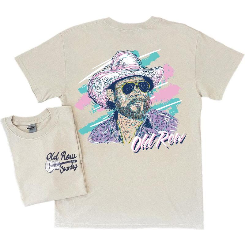 Vintage Hank Williams Jr X Old Row Outdoors 80s T-Shirt, Gift Mens Menswear Top Underwear Tshirt Streetwear Tropical