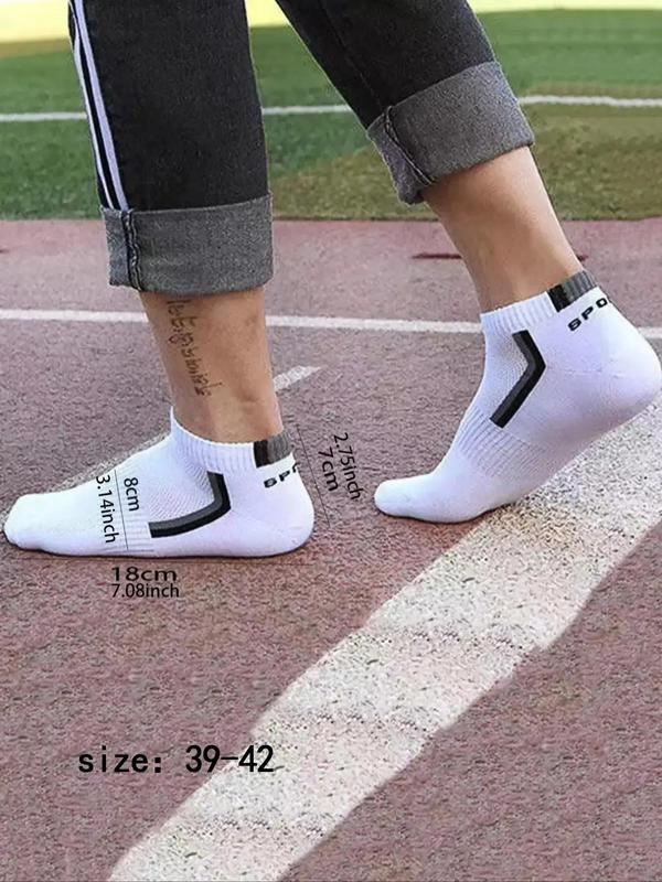 Summer 2024  Men's Colorblock Letter Print Ankle Socks, Multi-pack Comfy Breathable Knit Socks for Daily Wear, Versatile Men's Socks & Hosiery