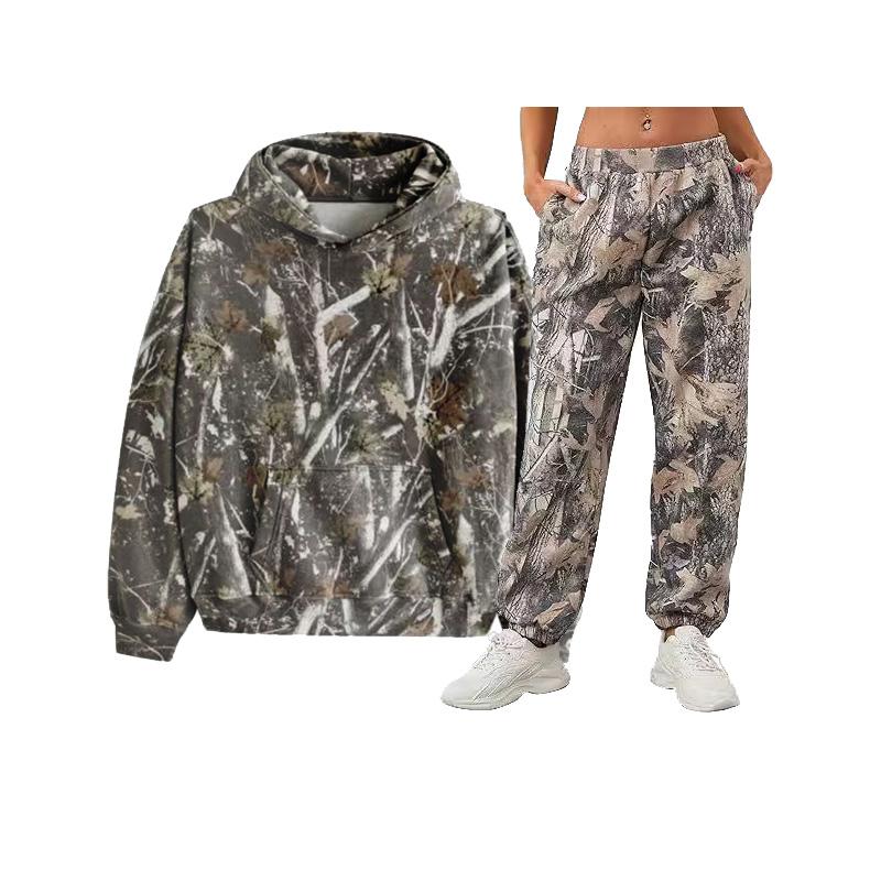 Camouflage printed fleece trousersfor men and women with pocketsoversized baggy sweatpants