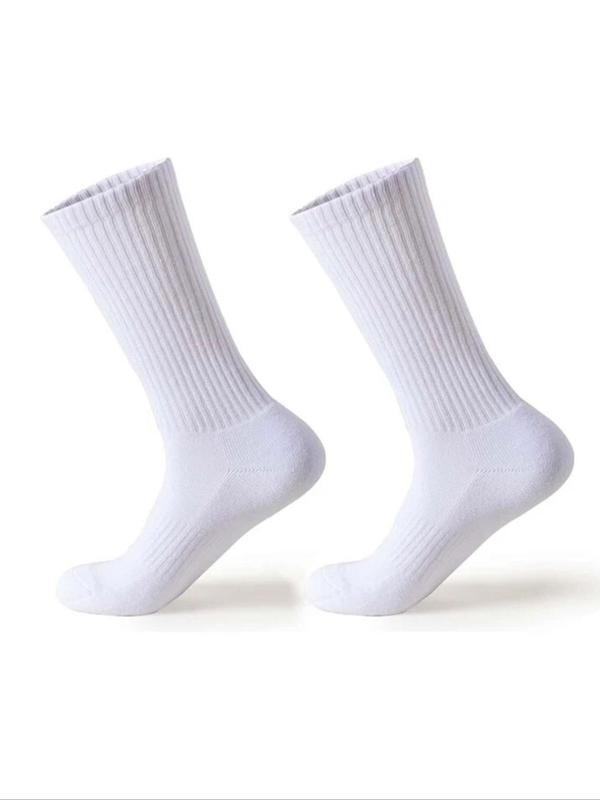 Men's Solid Crew Socks, Casual Moisture Wicking Mid Calf Socks, Soft Comfy Breathable Socks for All Seasons Daily Wear