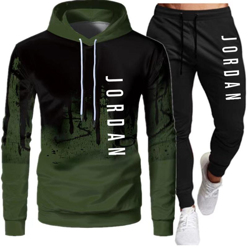 2024 New Men's autumn and winterhoodie set young men andwomen couples sports