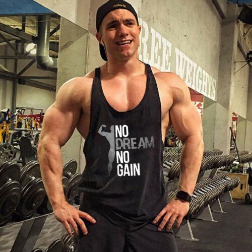 Men's Letter Printed Casual Sports Vest Gym Muscle Sleeveless Basic Workout Tank Tops