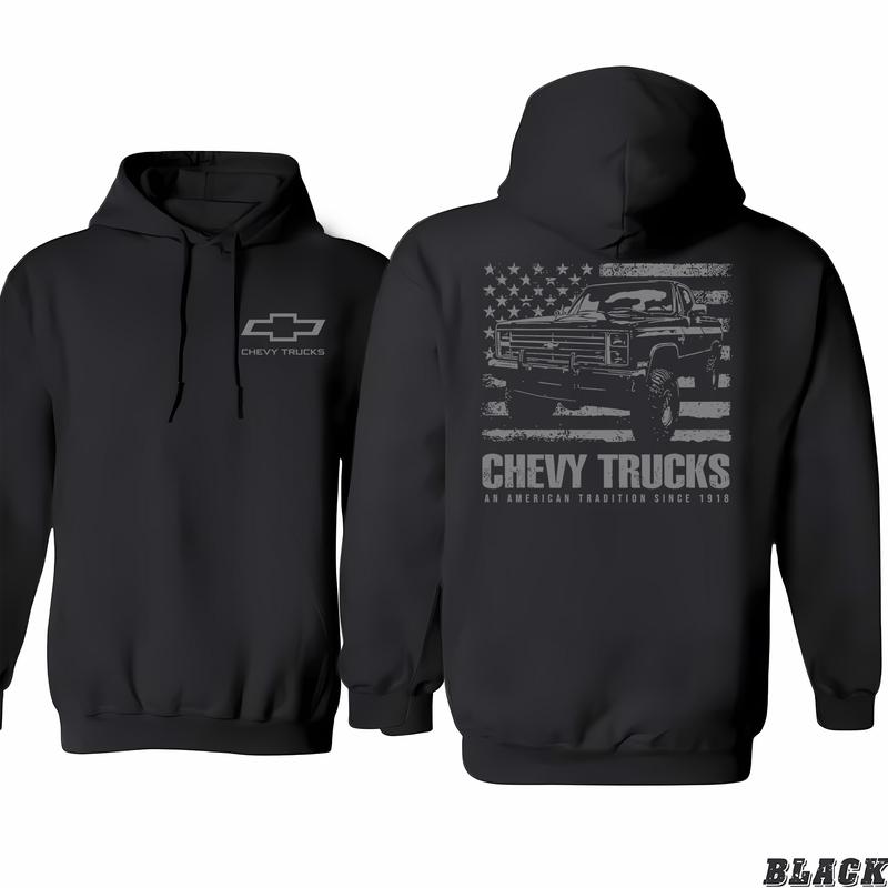 Chevrolet - American Tradition Hoodie, From Small To Extra Large, Assorted Colors, Celebrity Style, Non-gender Specific, Classic Cotton