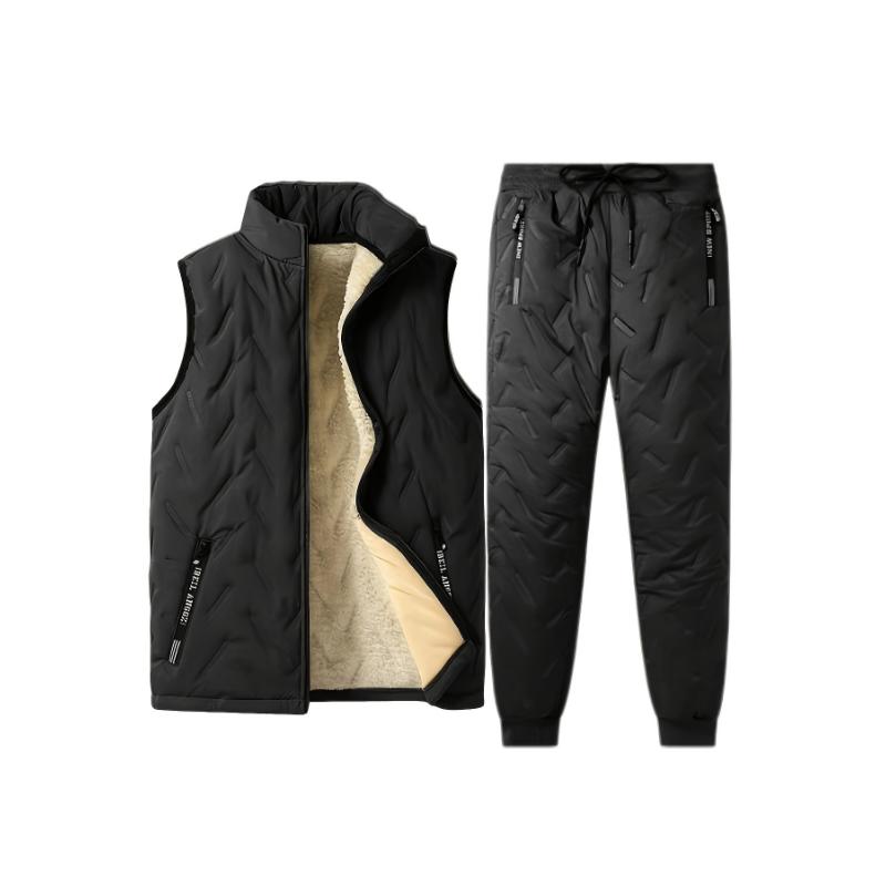 Men's Warm Fleece-Lined Vest - Casual Stand Collar, Zip-Up Sleeveless Jacket with Pockets for Fall Winter