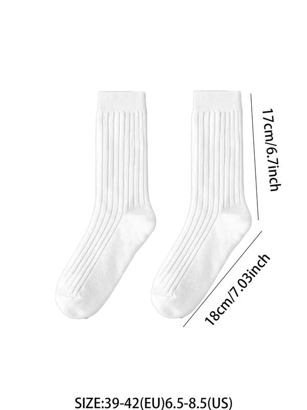 Men's 6 Pairs Solid Crew Socks, Plain Soft Comfy Breathable Mid Calf Socks for Daily Life, Casual Menswear, Bf Gift Basket, Men's Socks & Hosiery for All Seasons