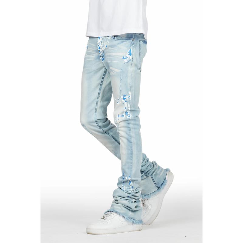 Baraz Blue Painter Super Stacked Flare Jean