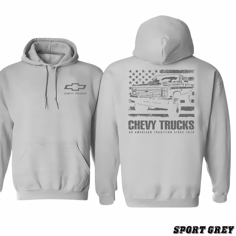 Chevrolet - American Tradition Hoodie, From Small To Extra Large, Assorted Colors, Celebrity Style, Non-gender Specific, Classic Cotton