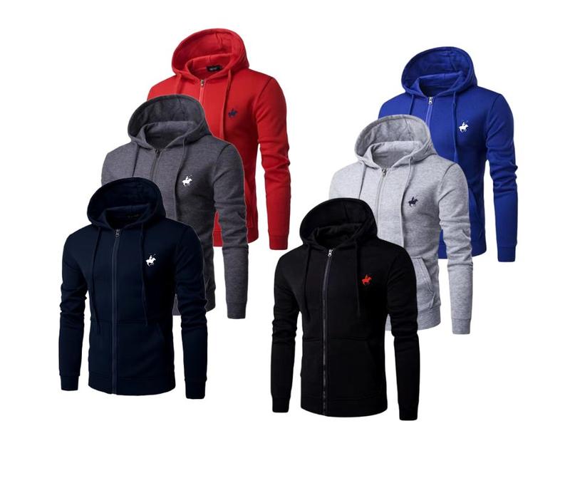 (3-Pack) Men's Basic Essential Full-Zip Fleece Hoodies