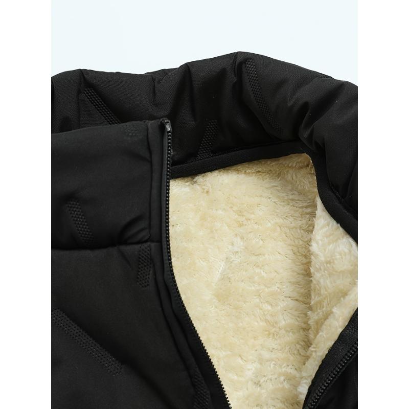 Men's Warm Fleece-Lined Vest - Casual Stand Collar, Zip-Up Sleeveless Jacket with Pockets for Fall Winter