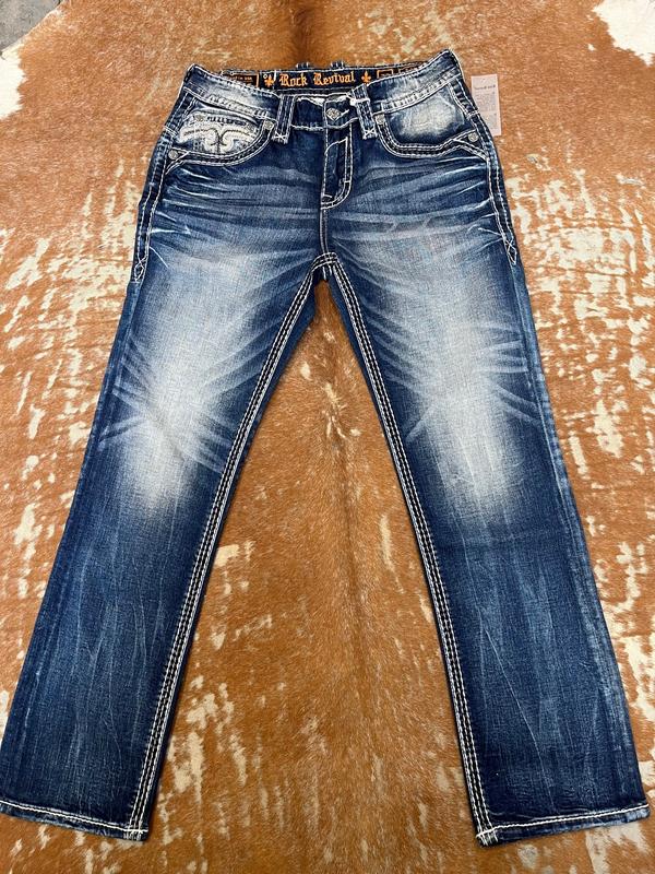 Rock Revival Men's Denim Jeans Slim Straight Blue, Men's Biker Jeans, 2000s Jeans, Comfortable Jeans For Men, Denim Jeans For Men