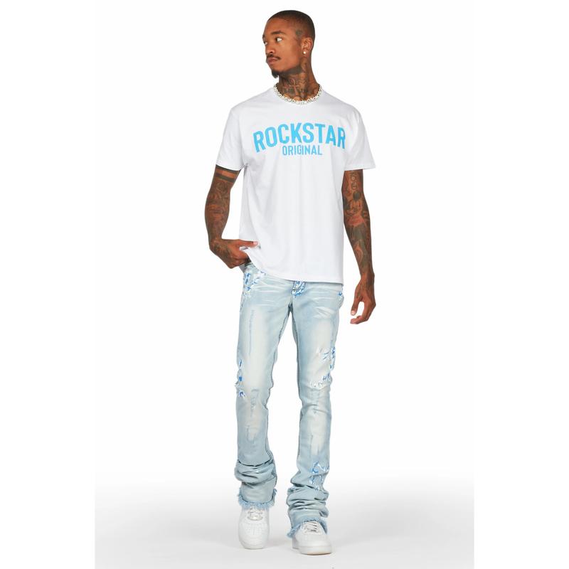 Baraz Blue Painter Super Stacked Flare Jean