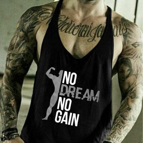 Men's Letter Printed Casual Sports Vest Gym Muscle Sleeveless Basic Workout Tank Tops