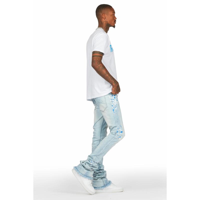 Baraz Blue Painter Super Stacked Flare Jean